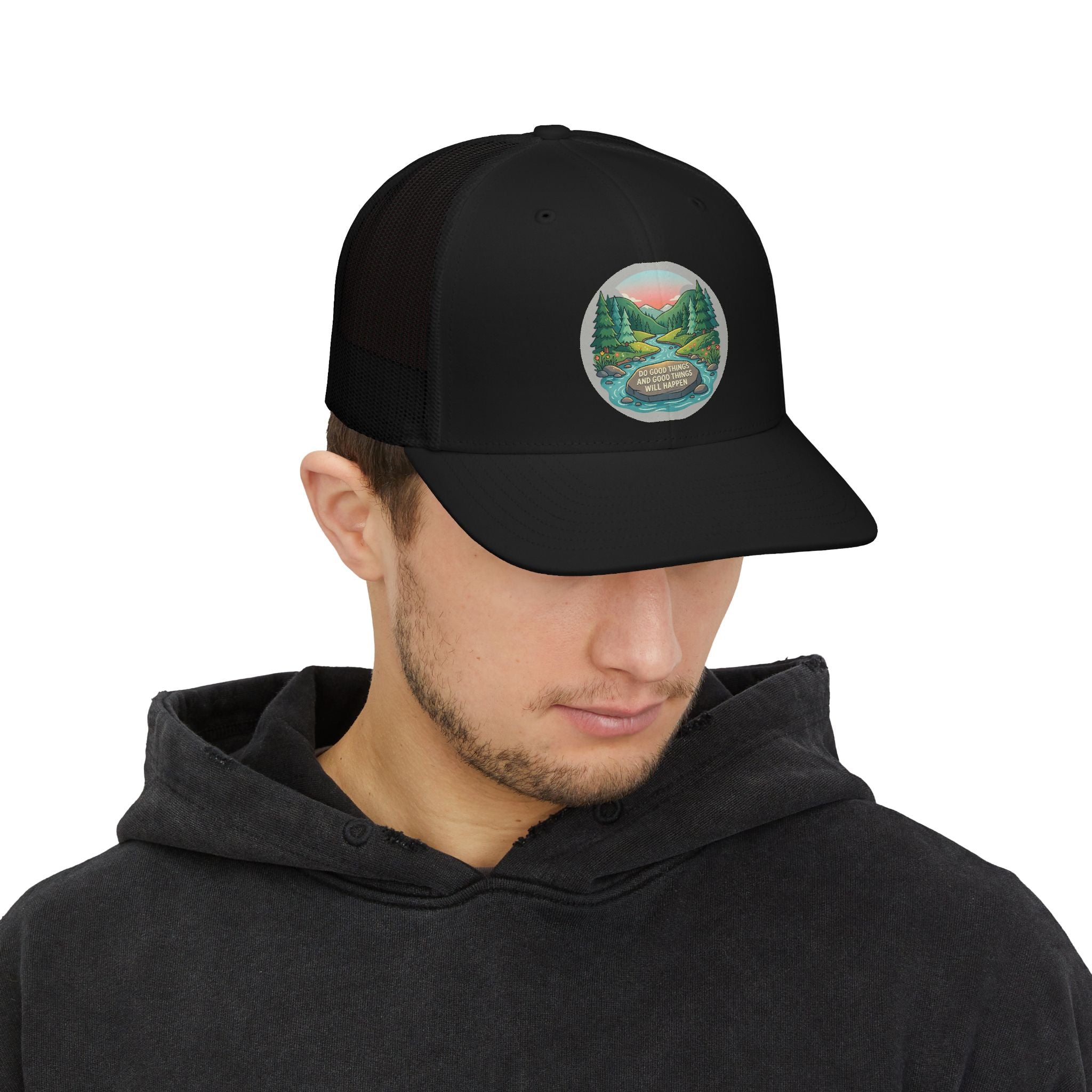 Trucker Cap — Scenic River Camp Patch "Find Me Where the Wild Things Are"