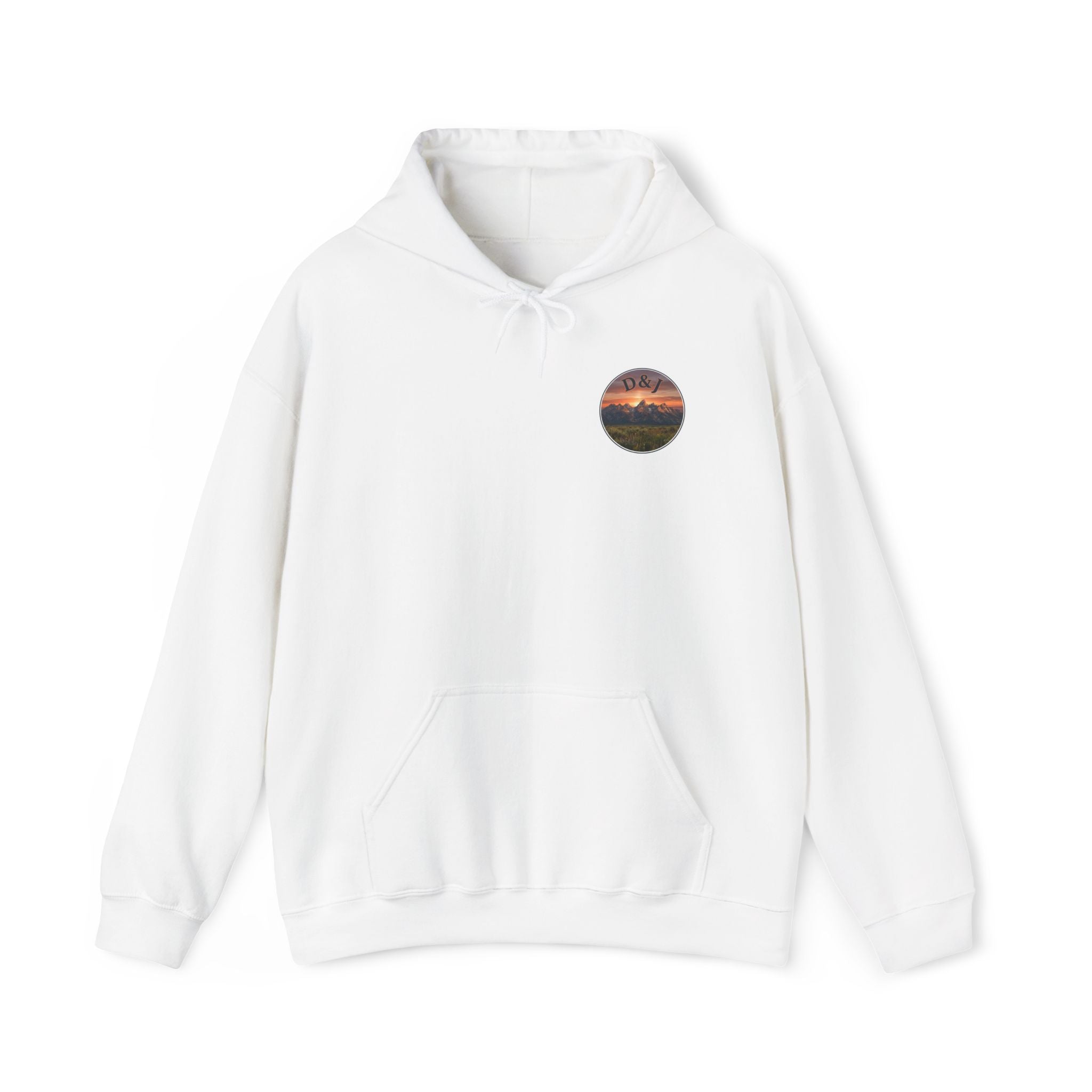 Mountain Sunset Hoodie — "Donde Entra la Paz" Retro Travel Graphic