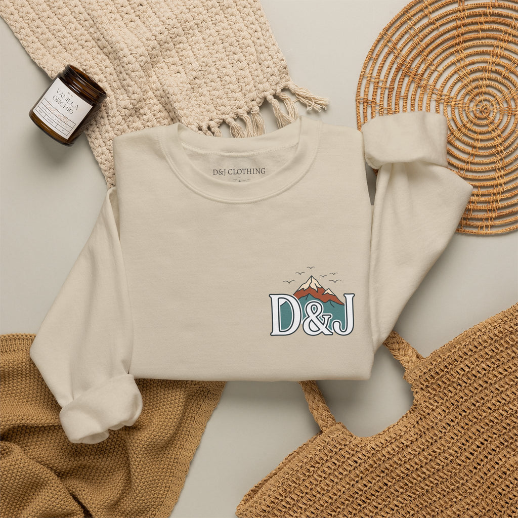 Crewneck Sweatshirt — "Earn Your View" Scenic Mountain & Beach Graphic