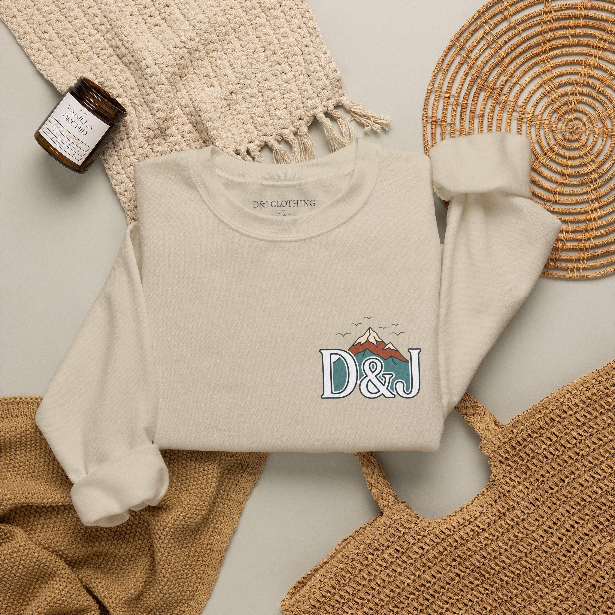 Crewneck Sweatshirt — "Earn Your View" Scenic Mountain & Beach Graphic