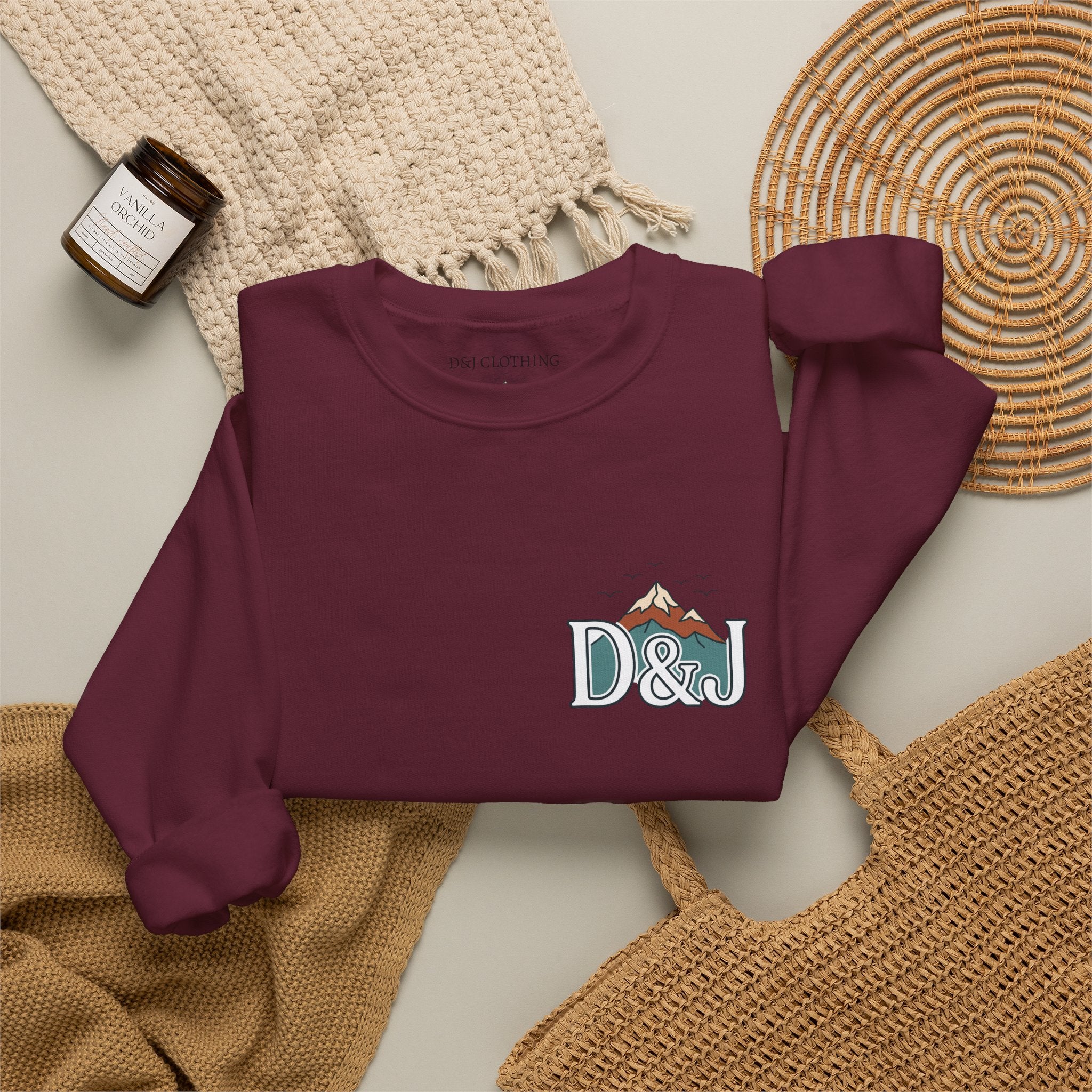 Crewneck Sweatshirt — "Earn Your View" Scenic Mountain & Beach Graphic