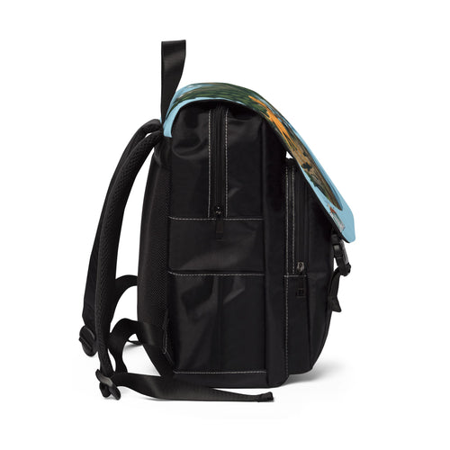 Hiking Dogs Shoulder Backpack – Scenic River Trail Print