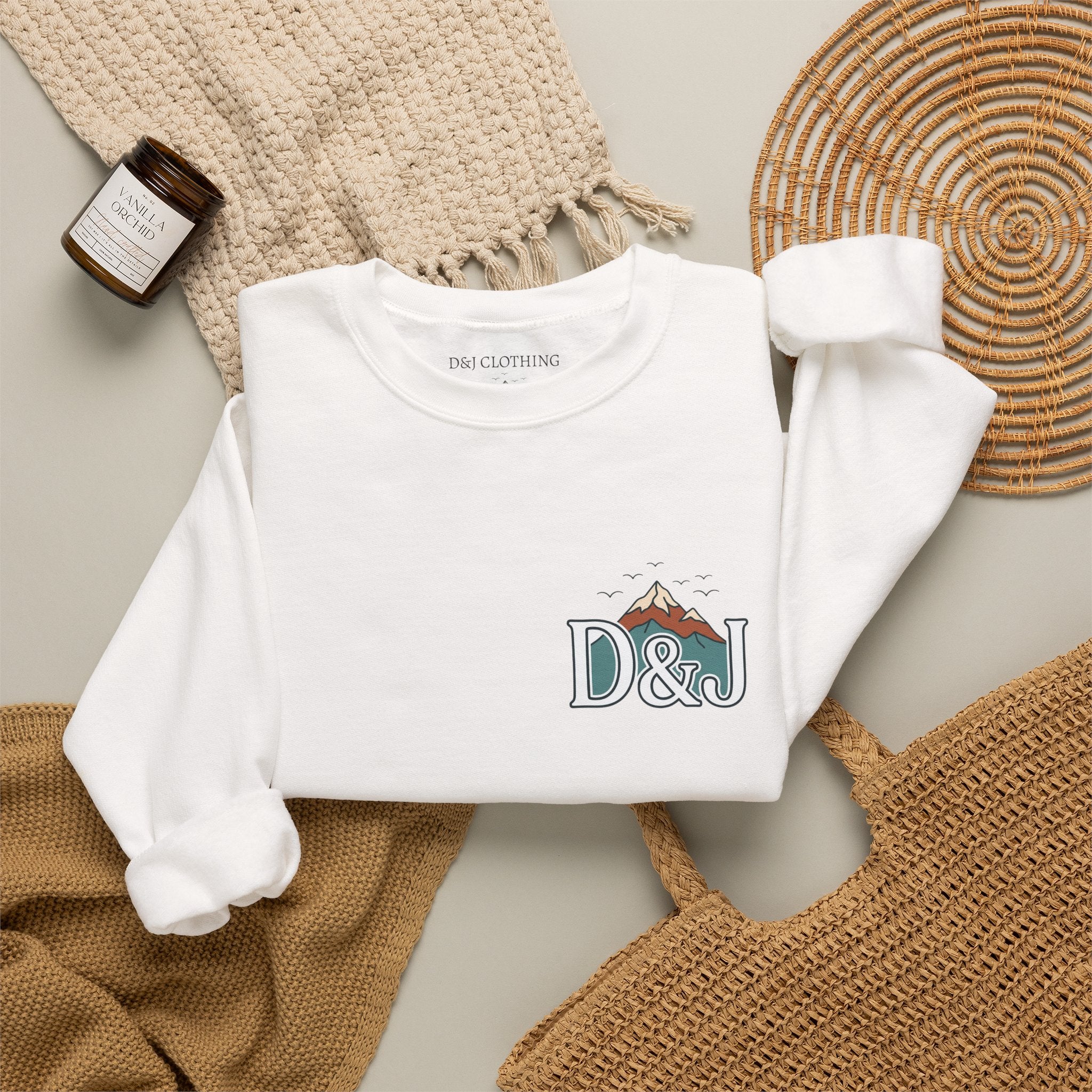 Crewneck Sweatshirt — "Earn Your View" Scenic Mountain & Beach Graphic