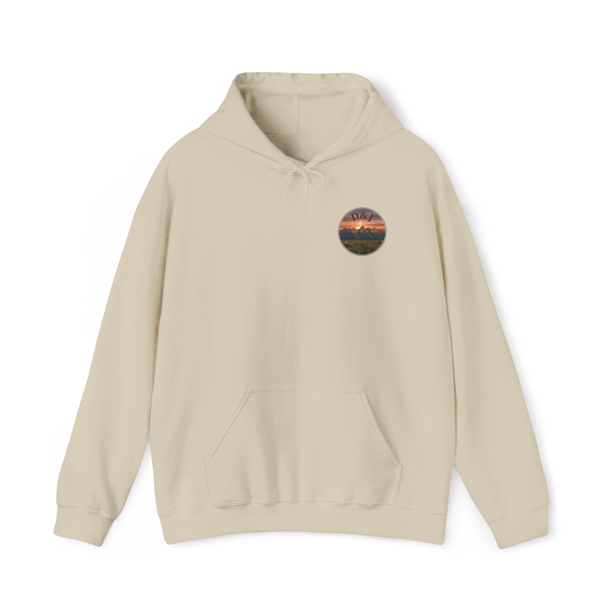Mountain Sunset Hoodie — "Donde Entra la Paz" Retro Travel Graphic