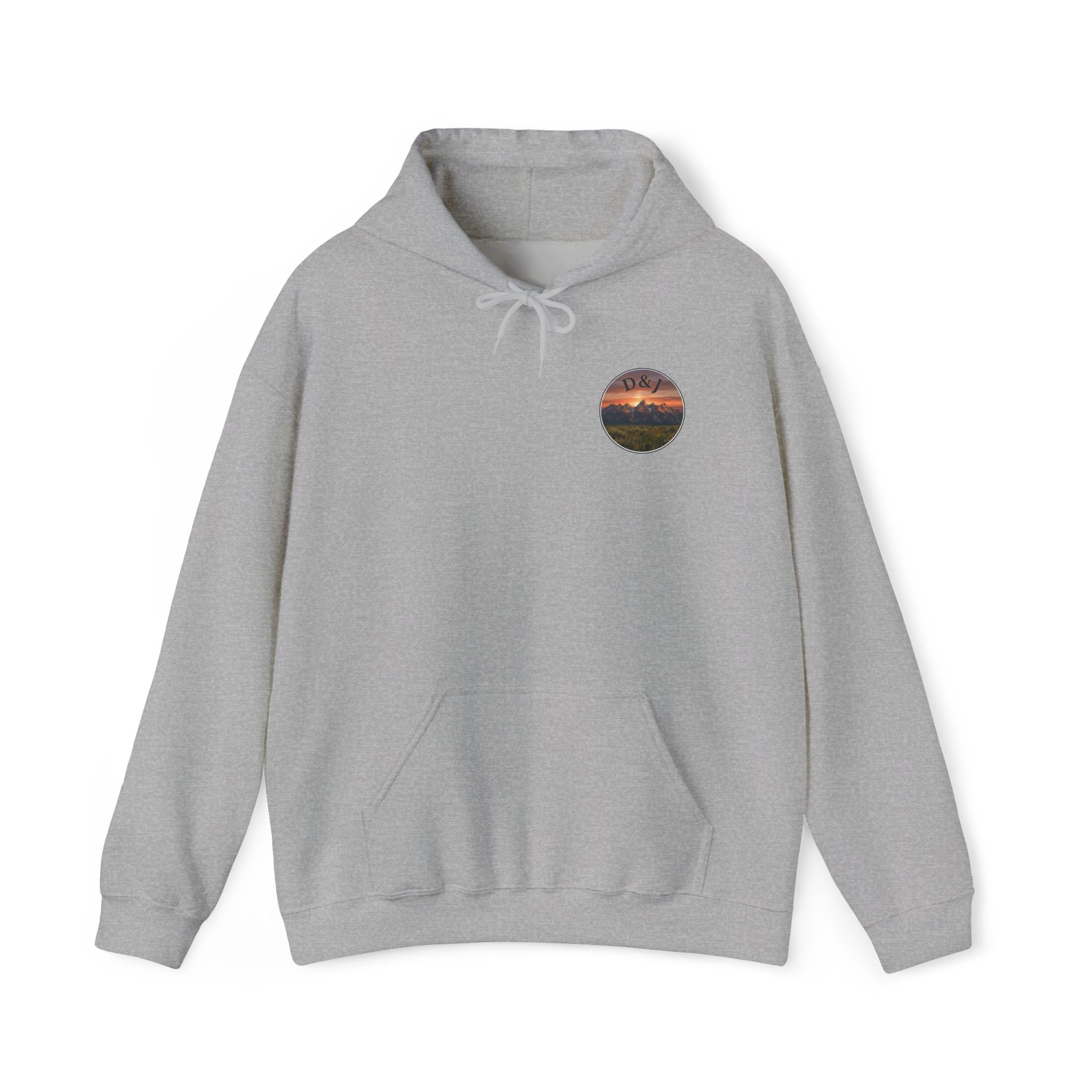 Mountain Sunset Hoodie — "Donde Entra la Paz" Retro Travel Graphic