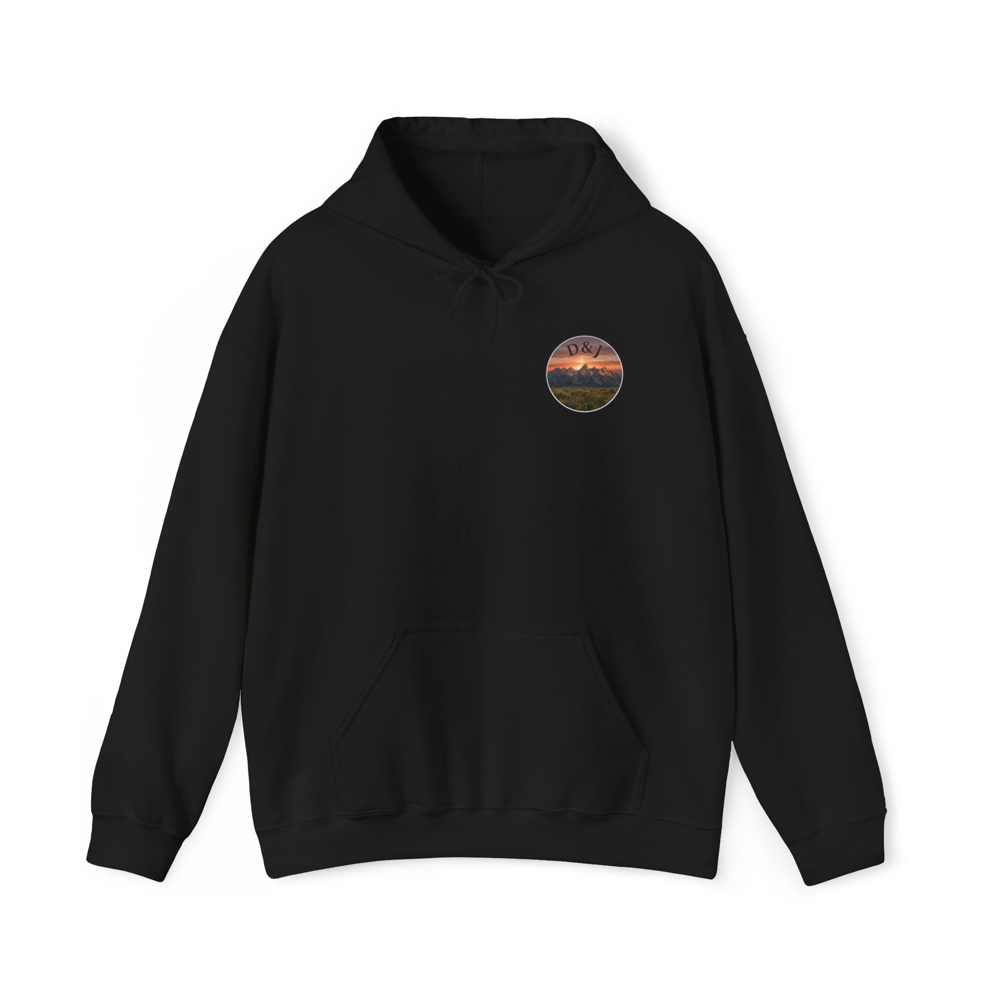 Mountain Sunset Hoodie — "Donde Entra la Paz" Retro Travel Graphic