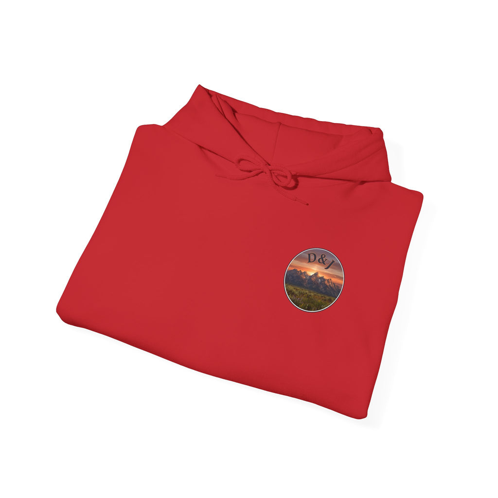 Mountain Sunset Hoodie — "Donde Entra la Paz" Retro Travel Graphic