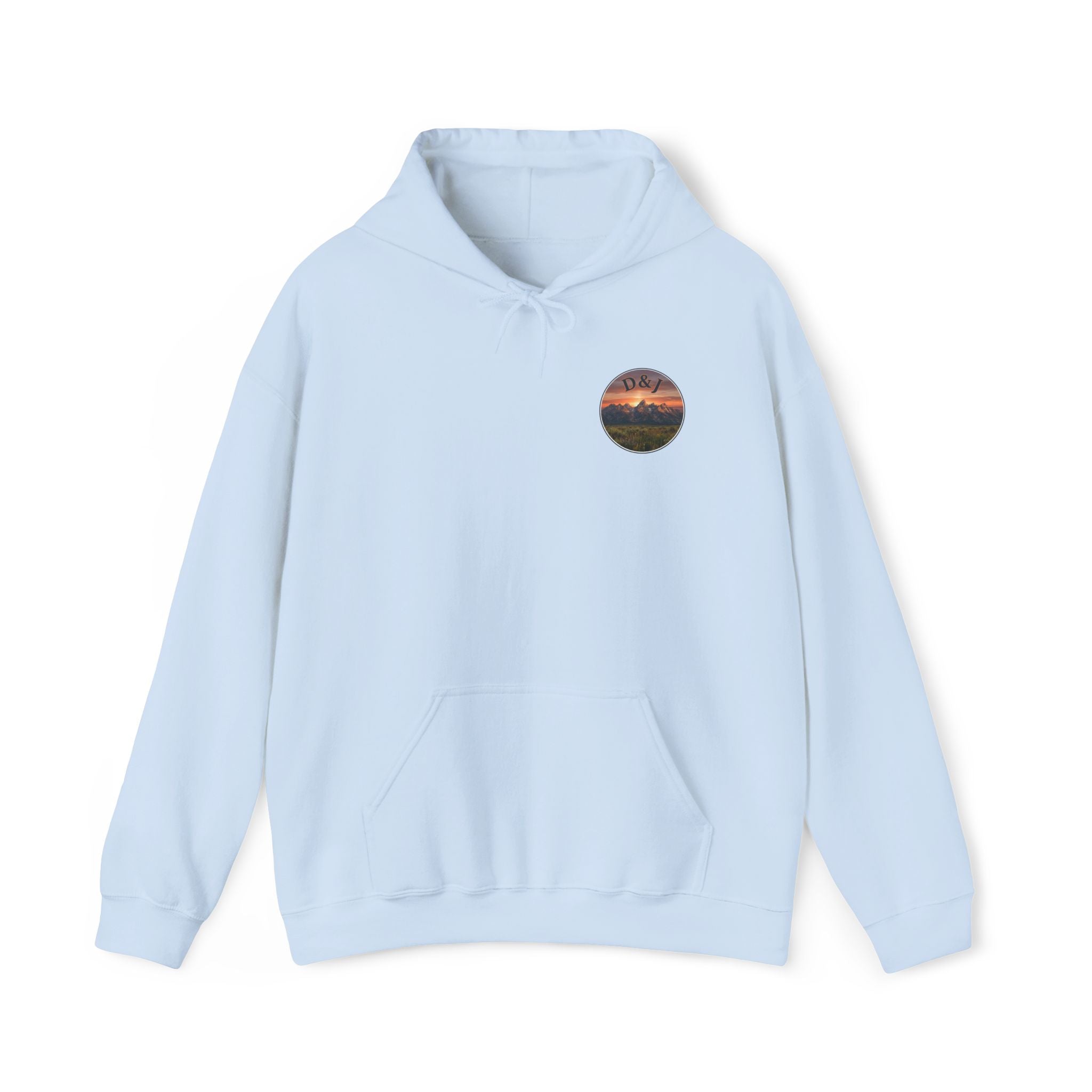 Mountain Sunset Hoodie — "Donde Entra la Paz" Retro Travel Graphic