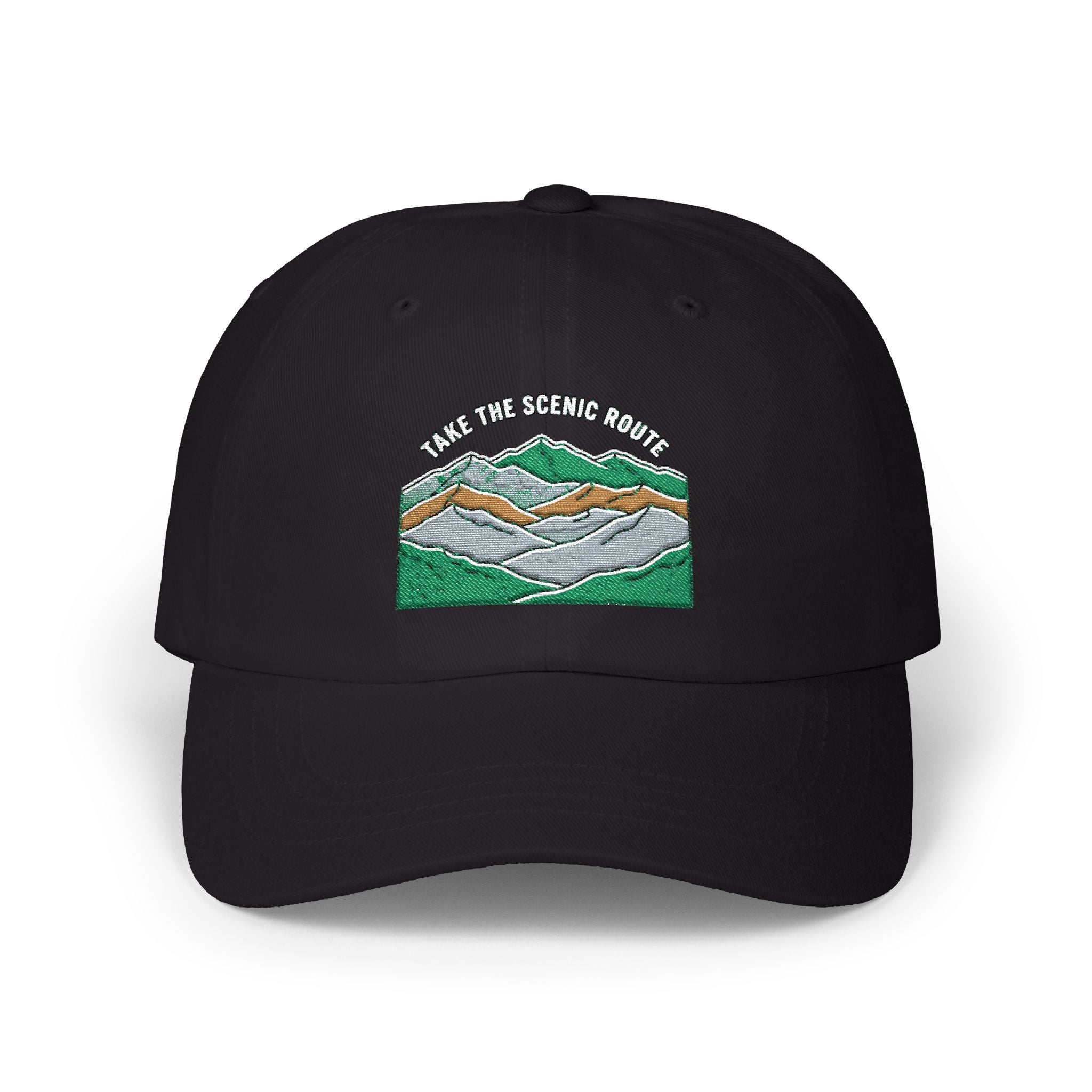 Mountain Range Embroidered Dad Cap — Outdoor Adventure Hat