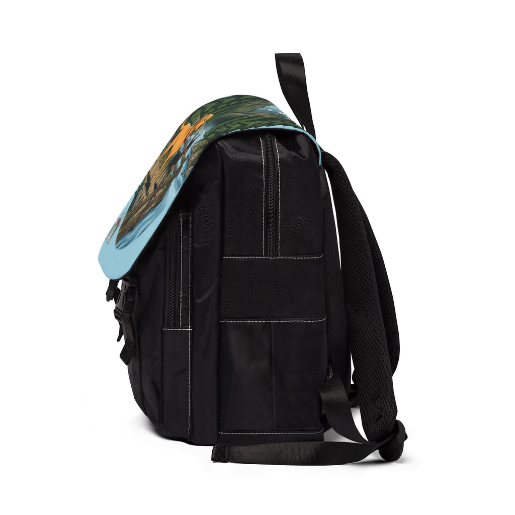 Hiking Dogs Shoulder Backpack – Scenic River Trail Print